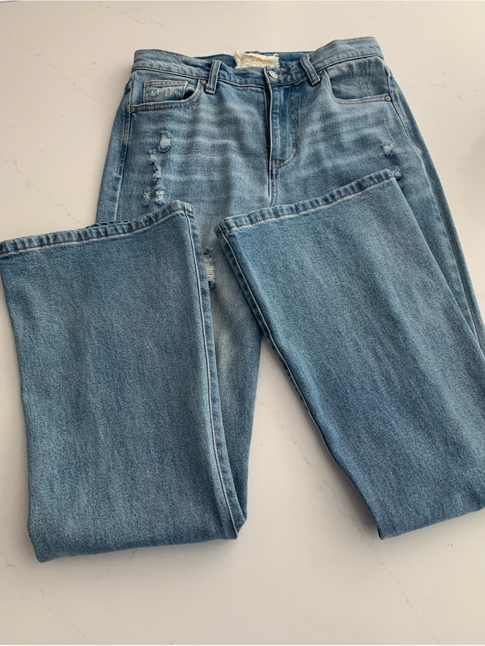 Altar’d State, Distressed blue jeans with flared leg, 28